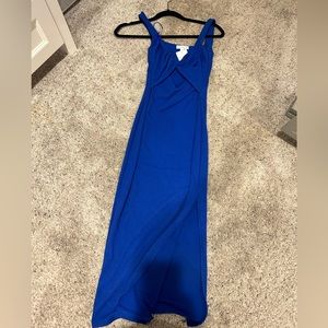 Blue ribbed midi dress